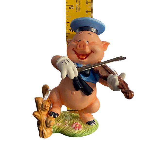 Walt Disney 3 Little Pigs 60th Anniversary Pig Playing Fiddle w/ COA, IOB - Picture 6 of 11